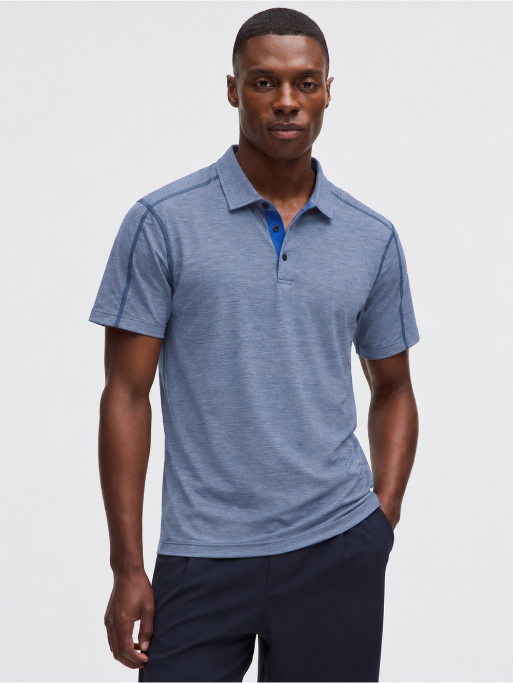 Lululemon Mens Short Sleeve Polo Shirt Active Blue Large 611